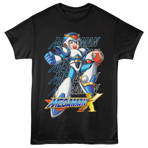 Mega Man-Mega Man Repeat-Black Adult S/S T-Shirt - Black