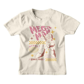 Mega Man-Mega Man Bubble Letters-Natural Youth S/S T-Shirt-Xs (5-6) - Natural