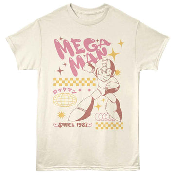 Mega Man-Mega Man Bubble Letters-Natural Adult S/S T-Shirt - Natural