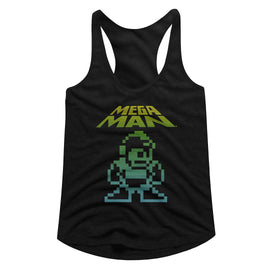 Mega Man-Mega Pixel-Black Ladies Slimfit Racerback-S - Black