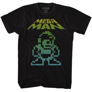 Mega Man-Mega Pixel-Black Adult S/S T-Shirt - Black
