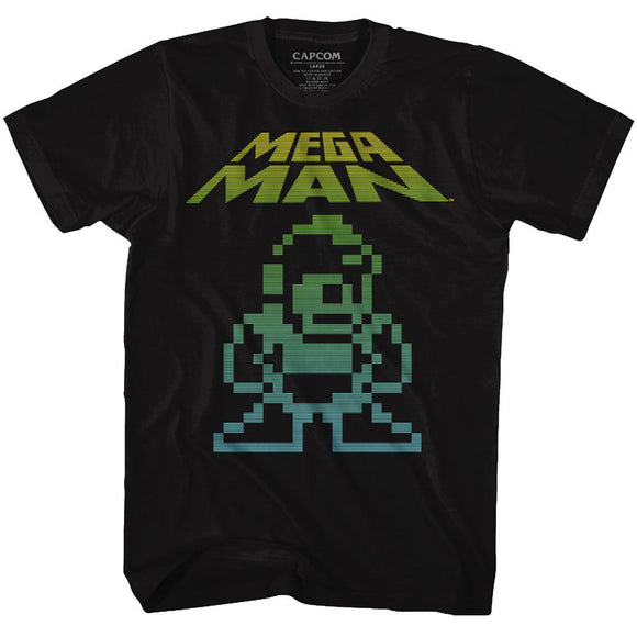 Mega Man-Mega Pixel-Black Adult S/S T-Shirt - Black