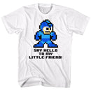 Mega Man-Say Hello To My Little Friend-White Adult S/S T-Shirt - White