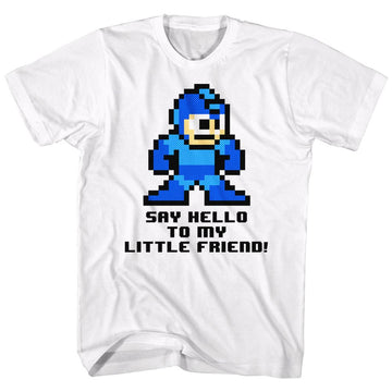 Mega Man-Say Hello To My Little Friend-White Adult S/S T-Shirt - White