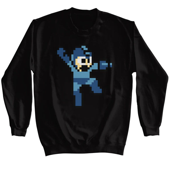 Mega Man-Mega Man Jumpman-Black Adult L/S Sweatshirt-S - Black