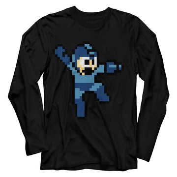 Mega Man-Jumpman-Black Adult L/S T-Shirt - Black