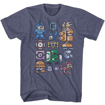 Mega Man-Pixelmans-Indigo Heather Adult S/S T-Shirt - Indigo Heather