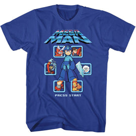 Mega Man-Mm1 Select Screen Remix-Royal Adult S/S T-Shirt - Royal