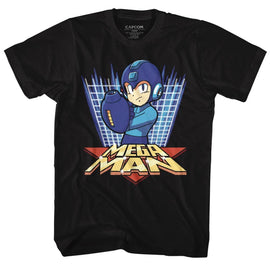 Mega Man-Megagrid-Black Adult S/S T-Shirt - Black