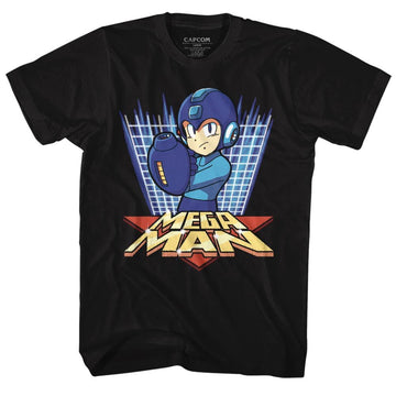 Mega Man-Megagrid-Black Adult S/S T-Shirt - Black
