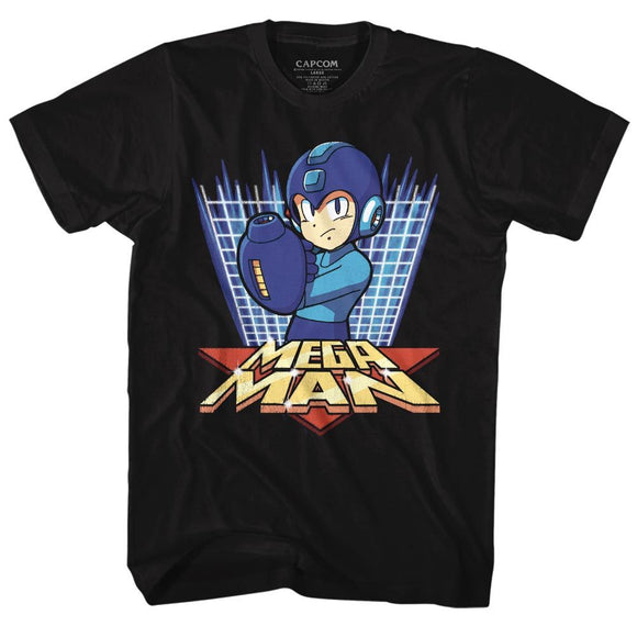 Mega Man-Megagrid-Black Adult S/S T-Shirt - Black