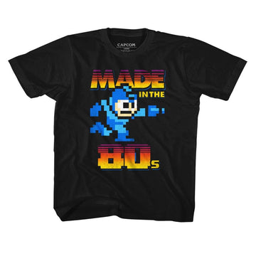 Mega Man-Madeinthe80S-Black Youth S/S T-Shirt-Xs (5-6) - Black