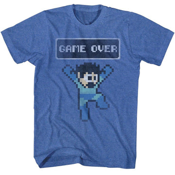 Mega Man-Game Over-Royal Heather Adult S/S T-Shirt - Royal Heather