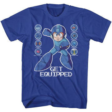 Mega Man-Get Equipped-Royal Adult S/S T-Shirt - Royal