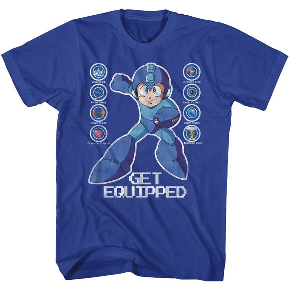 Mega Man-Get Equipped-Royal Adult S/S T-Shirt - Royal