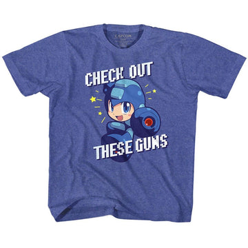 Mega Man-Check It Out-Royal Heather Youth S/S T-Shirt-Xs (5-6) - Royal Heather