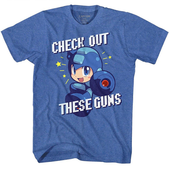 Mega Man-Check It Out-Royal Heather Adult S/S T-Shirt - Royal Heather