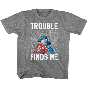 Mega Man-Trouble-Graphite Heather Toddler S/S T-Shirt-4T - Graphite Heather