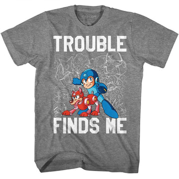 Mega Man-Trouble-Graphite Heather Adult S/S T-Shirt - Graphite Heather