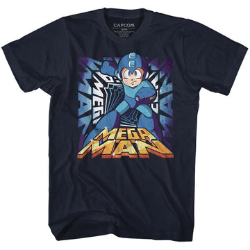 Mega Man-Megaman-Navy Adult S/S T-Shirt - Navy