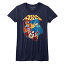 Mega Man-Flat Colors-Navy Ladies S/S T-Shirt - Navy