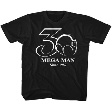 Mega Man-30Th Bw-Black Youth S/S T-Shirt-Xs (5-6) - Black