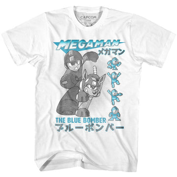Mega Man-Blue Bomber-White Adult S/S T-Shirt - White