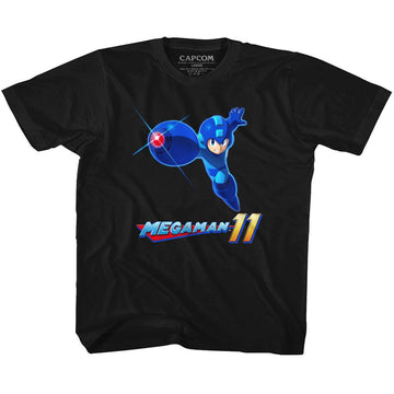 Mega Man-Mega 11-Black Youth S/S T-Shirt-Xs (5-6) - Black