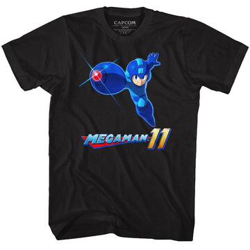 Mega Man-Mega 11-Black Adult S/S T-Shirt - Black