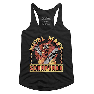 Mega Man-Scrapyard Sign-Black Ladies Slimfit Racerback-S - Black