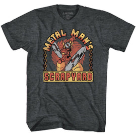 Mega Man-Scrapyard Sign-Black Heather Adult S/S T-Shirt - Black Heather