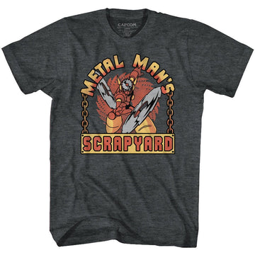 Mega Man-Scrapyard Sign-Black Heather Adult S/S T-Shirt - Black Heather