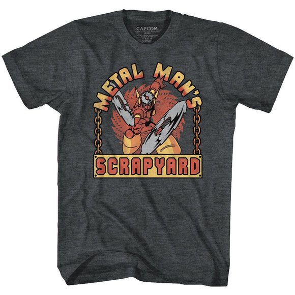 Mega Man-Scrapyard Sign-Black Heather Adult S/S T-Shirt - Black Heather