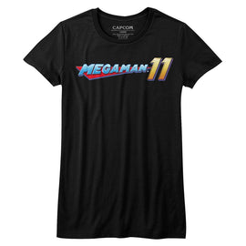 Mega Man-Mega Logo-Black Ladies S/S T-Shirt - Black
