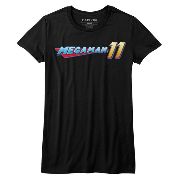 Mega Man-Mega Logo-Black Ladies S/S T-Shirt - Black