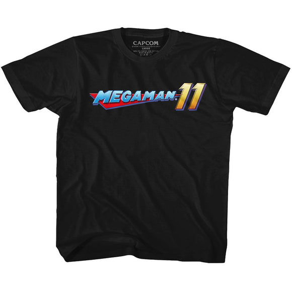 Mega Man-Mega Logo-Black Youth S/S T-Shirt (7-8) - Black