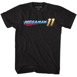 Mega Man-Mega Logo-Black Adult S/S T-Shirt - Black