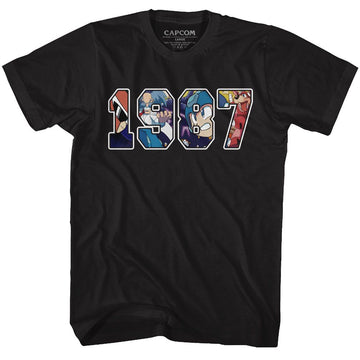 Mega Man-1987-Black Adult S/S T-Shirt - Black