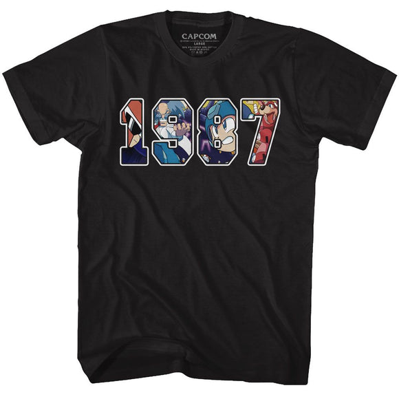 Mega Man-1987-Black Adult S/S T-Shirt - Black