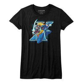 Mega Man-X And Zero-Black Ladies S/S T-Shirt - Black