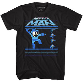 Mega Man-Megamen-Black Adult S/S T-Shirt - Black