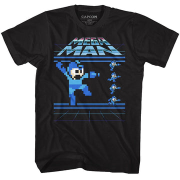 Mega Man-Megamen-Black Adult S/S T-Shirt - Black