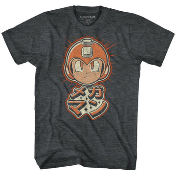 Mega Man-Mega Retro-Black Heather Adult S/S T-Shirt - Black Heather