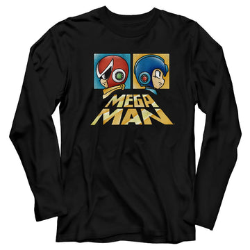 Mega Man-Boxy-Black Adult L/S T-Shirt - Black
