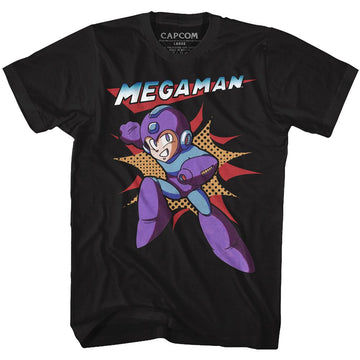 Mega Man-Mega-Black Adult S/S T-Shirt - Black