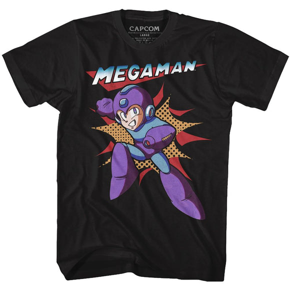 Mega Man-Mega-Black Adult S/S T-Shirt - Black