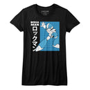 Mega Man-Mega Man Jpn-Black Ladies S/S T-Shirt - Black