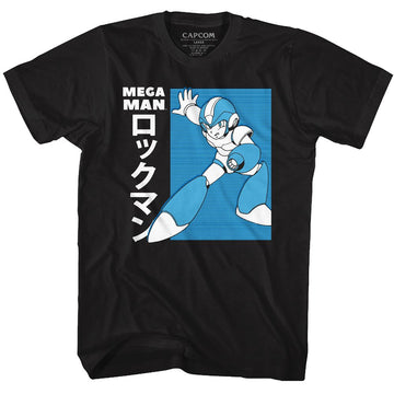 Mega Man-Mega Man Jpn-Black Adult S/S T-Shirt - Black