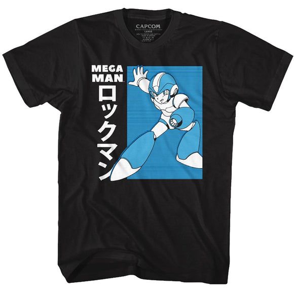 Mega Man-Mega Man Jpn-Black Adult S/S T-Shirt - Black