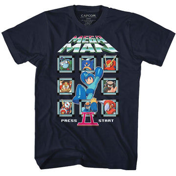 Mega Man-Mm2 Crew-Navy Adult S/S T-Shirt - Navy